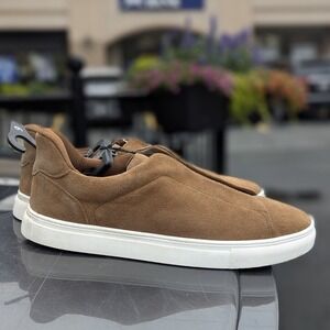 Quiet Luxury Suede Slip On Sneakers George Cognac Casual Comfort NWT Men's 9